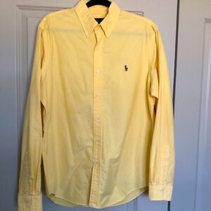 Men’s yellow cotton Ralph Lauren long sleeve polo, size Large